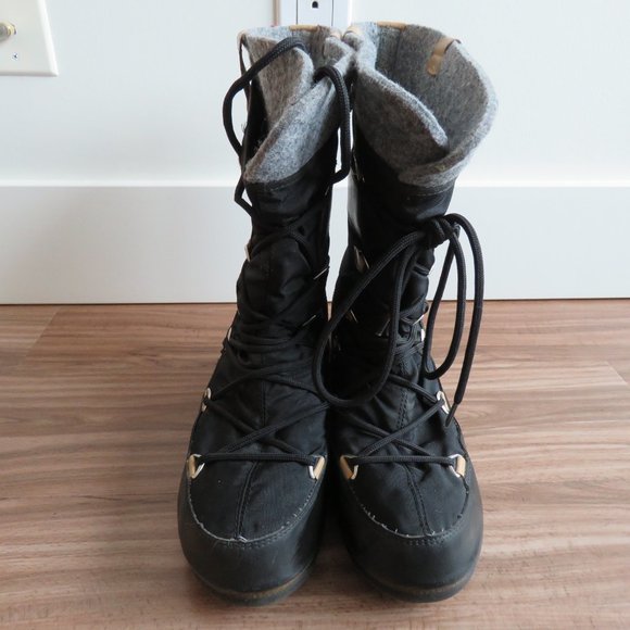 TECNICA ORIGINAL MOON BOOT W.E Monaco Felt Snow Boots in Black Women's Sz 7 - Picture 9 of 16